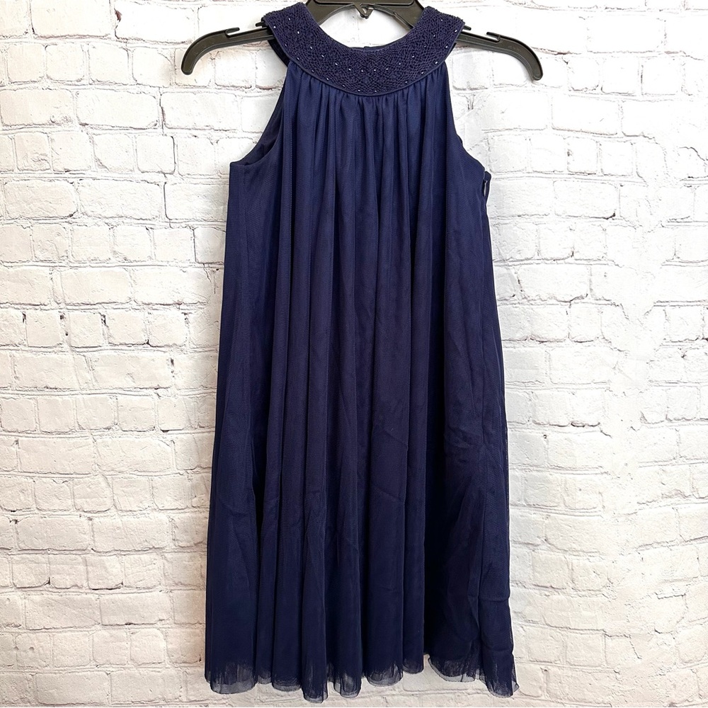 Polo Ralph Lauren Girl Size 8 Party Special Occasion Tulle Dress Navy Blue